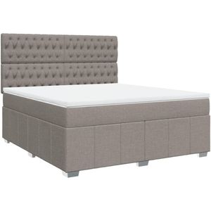 vidaXL Boxspring met matras stof taupe 180x200 cm