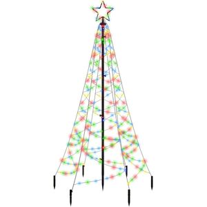 vidaXL Kerstboom met grondpin 200 LED's 180 cm meerkleurig