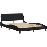 vidaXL Bedframe met hoofdbord stof zwart 140x190 cm