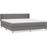 vidaXL Boxspring met matras stof donkergrijs 160x200 cm