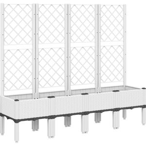 vidaXL Plantenbak met latwerk 160x40x142 cm polypropeen wit