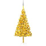 vidaXL Kunstkerstboom met verlichting en kerstballen 180 cm PET goud