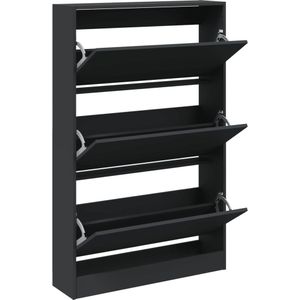 vidaXL Schoenenkast 80x21x125,5 cm bewerkt hout zwart