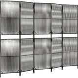 vidaXL-Kamerscherm-5-panelen-poly-rattan-grijs