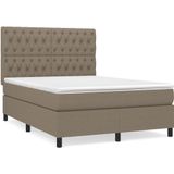 vidaXL Boxspring met matras stof taupe 140x200 cm