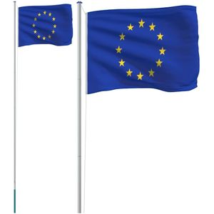 vidaXL Vlag met vlaggenmast Europa 6,23 m aluminium