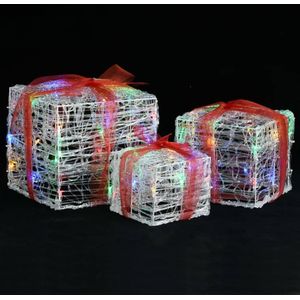 vidaXL Kerstverlichting geschenkdozen 3 st decoratief acryl kleurrijk