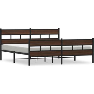 vidaXL Bedframe zonder matras metaal bruin eikenkleur 183x213 cm