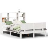 vidaXL Bed met boekenkast zonder matras grenenhout wit 120x200 cm