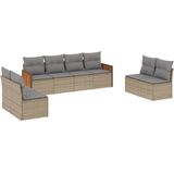 vidaXL 8-delige Loungeset met kussens poly rattan beige