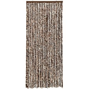 vidaXL Vliegengordijn 56x185 cm chenille bruin en wit