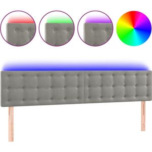 vidaXL Hoofdbord LED 180x5x78/88 cm fluweel lichtgrijs