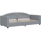 vidaXL Slaapbank met onderschuifbed en lades 90x200 cm stof lichtgrijs