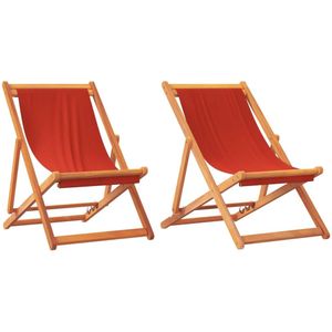 vidaXL Strandstoelen 2 st inklapbaar stof rood