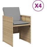 vidaXL Tuinstoelen 4 st met kussens poly rattan gemengd beige