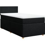 vidaXL Boxspring met matras stof zwart 90x190 cm