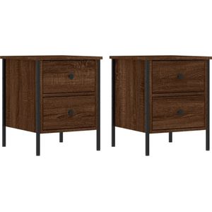 vidaXL Nachtkastjes 2 st 40x42x50 cm bewerkt hout bruin eikenkleur