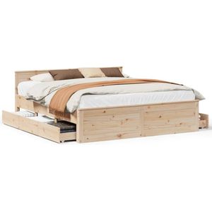 vidaXL - Bedframe - zonder - matras - met - hoofdbord - grenenhout - 180x200 - cm