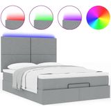 vidaXL Ottoman bed met matras en LED's 140x200cm stof lichtgrijs