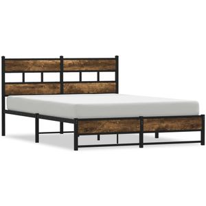 vidaXL Bedframe zonder matras metaal gerookt eikenkleurig 140x200 cm