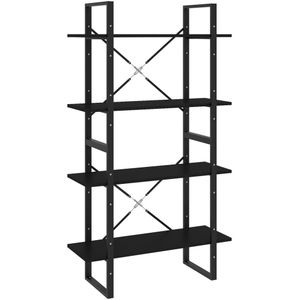vidaXL Boekenkast met 4 schappen 80x30x140 cm bewerkt hout zwart