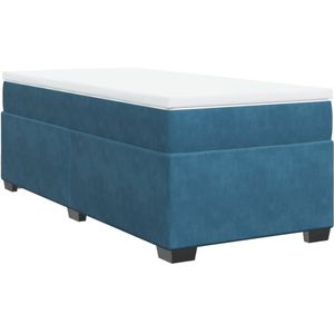 vidaXL Boxspring met matras fluweel donkerblauw 90x190 cm