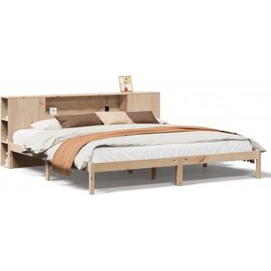 vidaXL Bed met boekenkast zonder matras massief grenenhout 180x200 cm