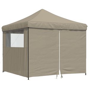 vidaXL Partytent inklapbaar pop-up met 4 zijwanden taupe