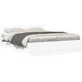 vidaXL Bedframe met hoofdeinde zonder matras 160x200 cm wit