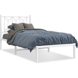 vidaXL Bedframe met hoofdbord metaal wit 80x200 cm