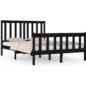 VidaXL Bedframe Massief Grenenhout Zwart 140x190 cm