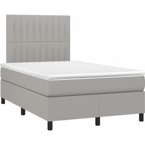 vidaXL Boxspring met matras stof lichtgrijs 120x190 cm