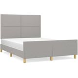 vidaXL Bedframe met hoofdeinde stof lichtgrijs 140x190 cm