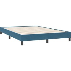 vidaXL Bedframe zonder matras 140x220 cm fluweel donkerblauw