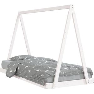 vidaXL Kinderbedframe 90x200 cm massief grenenhout wit