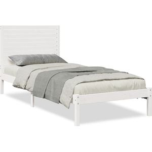 vidaXL Bedframe extra lang zonder matras massief hout wit 100x220 cm