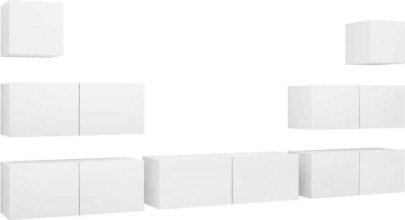 vidaXL 7-delige Tv-meubelset bewerkt hout wit
