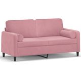 vidaXL Tweezitsbank met sierkussens 140 cm fluweel roze