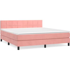 VidaXL Boxspring Matras Fluweel Roze 180x200 cm