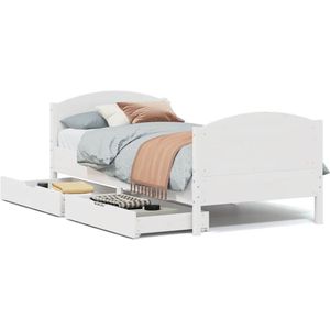 vidaXL Bedframe zonder matras massief grenenhout wit 140x200 cm