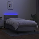 vidaXL Boxspring met matras en LED stof lichtgrijs 80x200 cm
