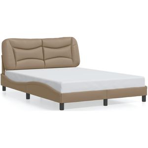 vidaXL Bedframe met hoofdbord kunstleer cappuccinokleurig 140x200 cm