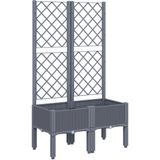 vidaXL Plantenbak met latwerk 80x40x142 cm polypropeen grijs