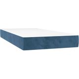 vidaXL Boxspring met matras fluweel donkerblauw 90x190 cm