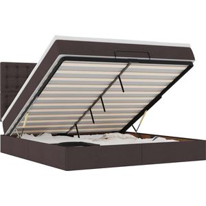 vidaXL Ottoman bed met matras 160x200cm stof donkerbruin