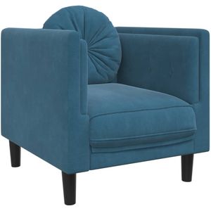 vidaXL Fauteuil met kussen fluweel blauw