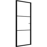 vidaXL Binnendeur 76x201,5 cm ESG-glas en aluminium zwart