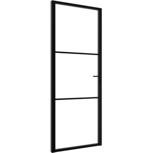 vidaXL Binnendeur 76x201,5 cm ESG-glas en aluminium zwart