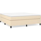 vidaXL Boxspring met matras stof crèmekleurig 160x200 cm