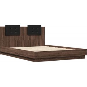 vidaXL Bedframe met hoofdeinde bewerkt hout bruineikenkleur 140x200 cm